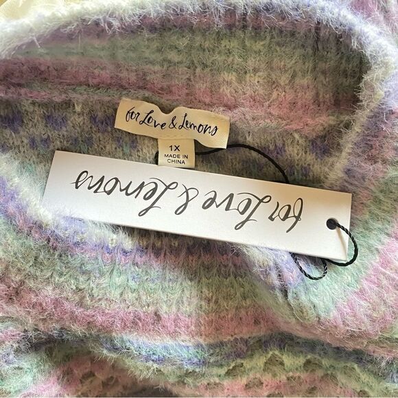 For Love and Lemons Kara Sweater Lavender pink Ombre fuzzy pullover top XL 1X - Picture 10 of 12